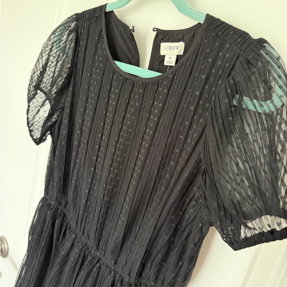 J. Crew Black Puff Sleeve Midi Dress - Brand New Size 6 - Picture 2 of 7